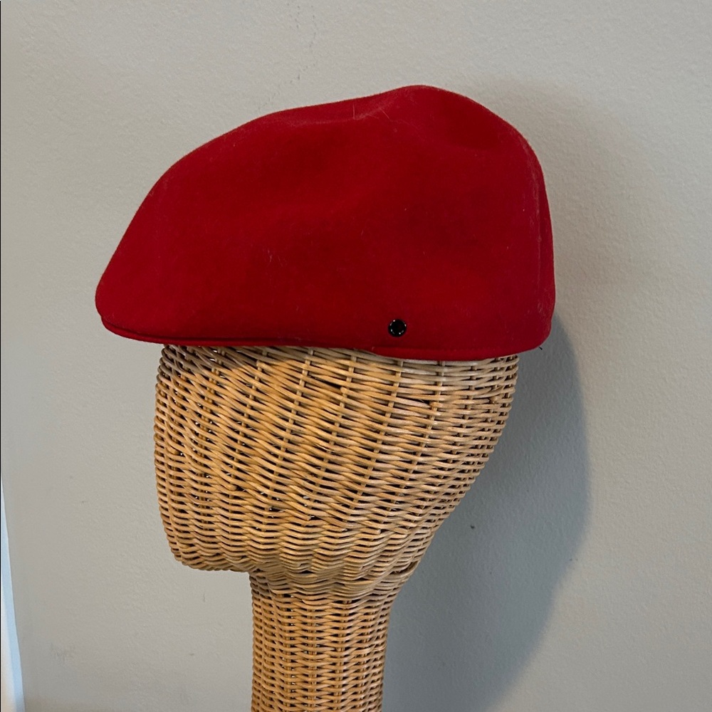 Vintage Holiday Red Wool Newspaper Cap Hat Royal Ascott